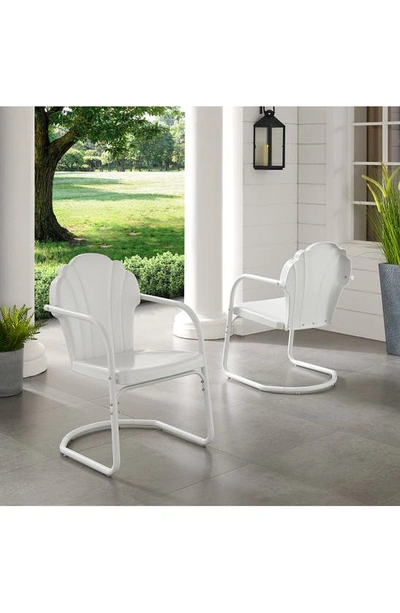 Shop Crosley Radio Tulip 2-piece Cantilever Outdoor Chair Set In White Satin