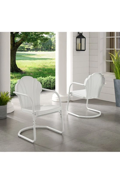 Crosley Radio Tulip 2-piece Cantilever Outdoor Chair Set In White Satin