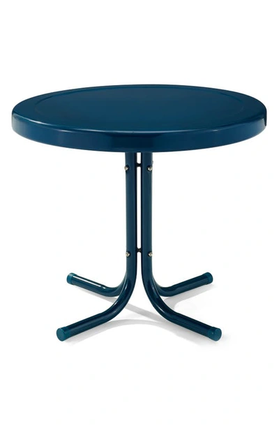 Shop Crosley Radio Griffith Metal Round Side Table In Navy Gloss