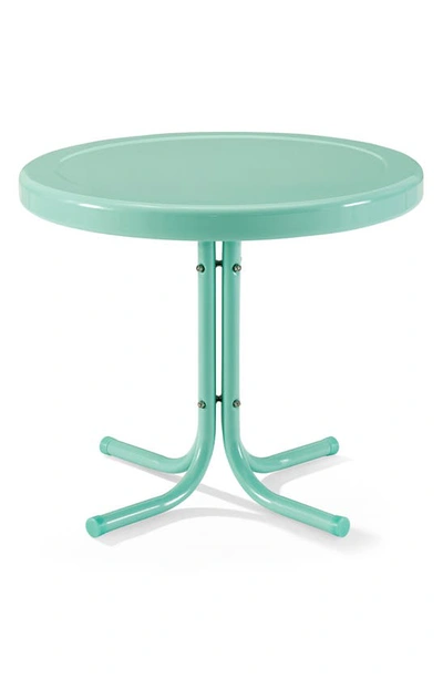 Shop Crosley Radio Griffith Metal Round Side Table In Aqua Gloss