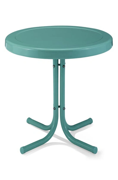 Shop Crosley Radio Griffith Metal Round Side Table In Pastel Blue Satin