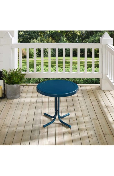 Crosley Radio Griffith Metal Round Side Table In Navy Gloss