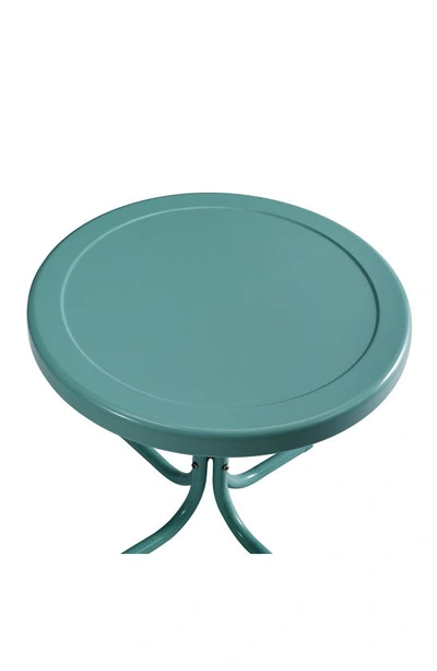 Crosley Radio Griffith Metal Round Side Table In Pastel Blue Satin