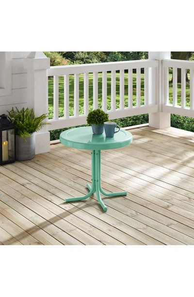 Crosley Radio Griffith Metal Round Side Table In Aqua Gloss