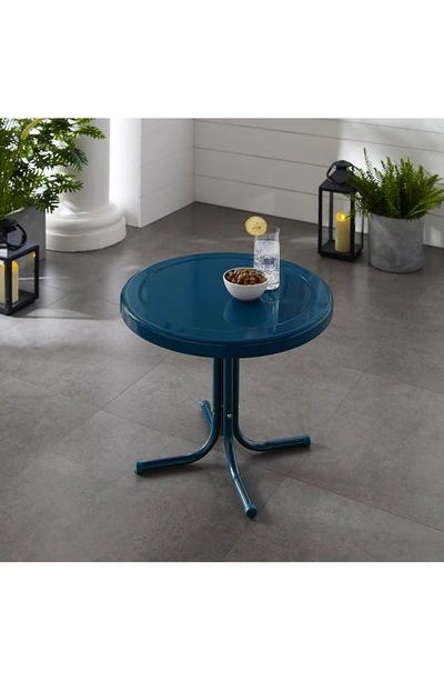 Shop Crosley Radio Griffith Metal Round Side Table In Navy Gloss