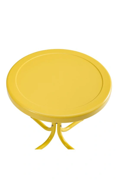 Crosley Radio Griffith Metal Round Side Table In Bright Yellow Gloss