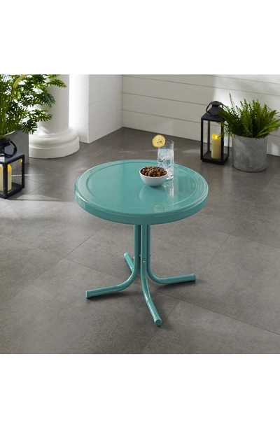 Shop Crosley Radio Griffith Metal Round Side Table In Pastel Blue Satin