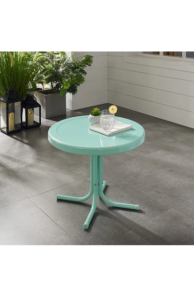 Crosley Radio Griffith Metal Round Side Table In Aqua Gloss