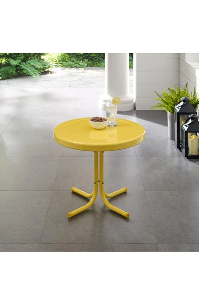 Crosley Radio Griffith Metal Round Side Table In Bright Yellow Gloss