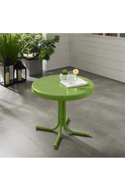 Crosley Radio Griffith Metal Round Side Table In Pastel Green Satin