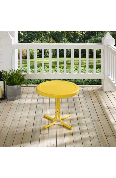 Crosley Radio Griffith Metal Round Side Table In Bright Yellow Gloss