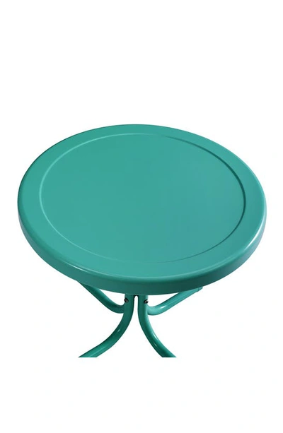 Crosley Radio Griffith Metal Round Side Table In Turquoise Gloss