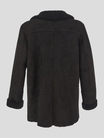 Shop Salvatore Santoro Shearling Double-breasted Jacket In Black