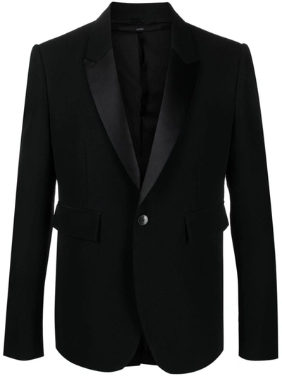 Sapio Peak Lapels Cotton-wool Blazer In Nero