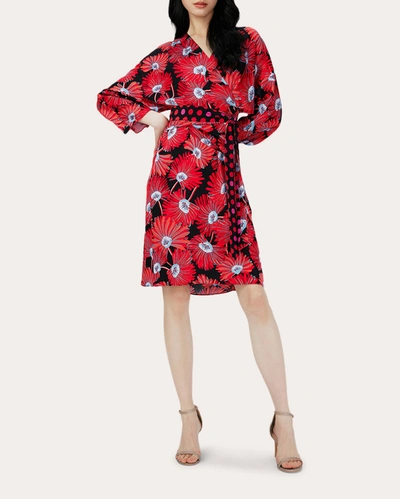 Shop Diane Von Furstenberg Women's Mikah Faux-wrap Dress In Red