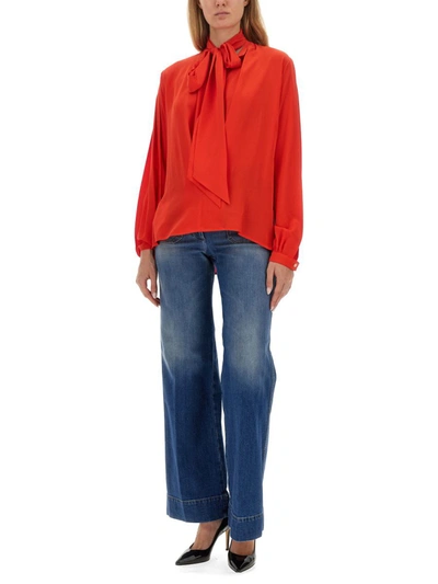 Shop Victoria Beckham Blouse With Bow In Red