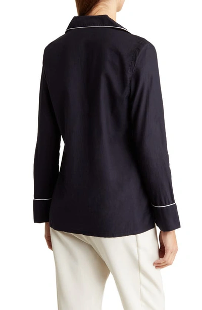 Shop Ag Iris Long Sleeve Button Front Shirt In True Black