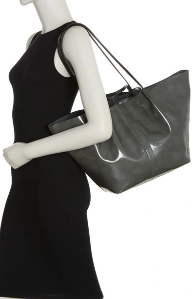 Shop Allsaints Hannah E/w Leather Tote Bag In Ash Grey