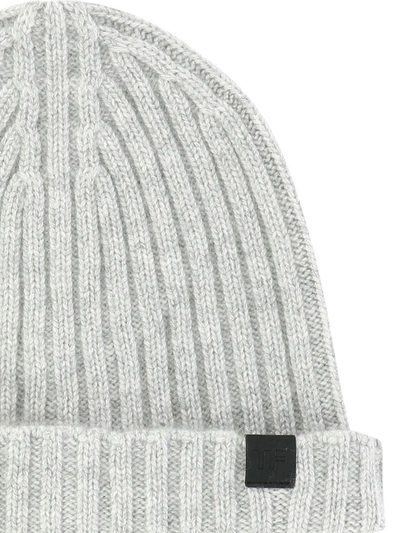 Shop Tom Ford Ribbed Beanie In Grey