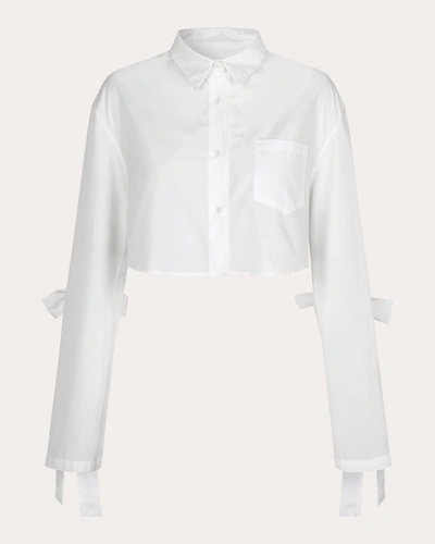 Shop Cecilie Bahnsen Women's Vinh Cropped Shirt In White