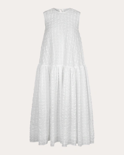 Shop Cecilie Bahnsen Women's Anna Karin Check Seersucker Dress In White