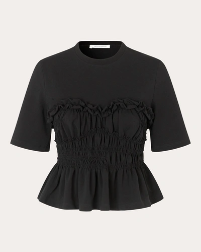 Shop Cecilie Bahnsen Women's Vilde Shirred Jersey T-shirt In Black