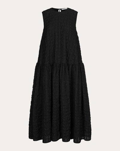 Shop Cecilie Bahnsen Women's Anna Karin Check Seersucker Dress In Black