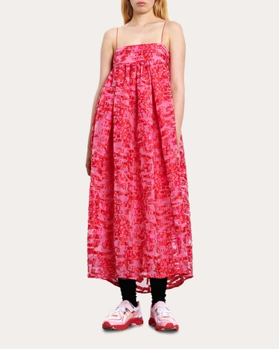 Shop Cecilie Bahnsen Women's Vilma Yarrow Fil-coupé Dress In Magenta/red