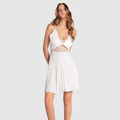 Shop Belle & Bloom Feel It Still Lace Trim Mini Dress In White