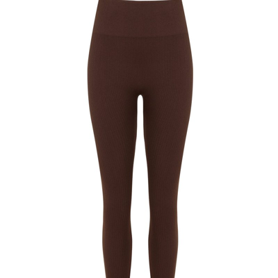 Shop Nocturne High-waisted Stirrup Leggings In Brown