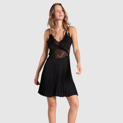 Shop Belle & Bloom Feel It Still Lace Trim Mini Dress In Black