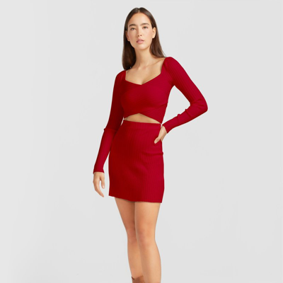 Shop Belle & Bloom C'est Belle Knit Mini Skirt In Red