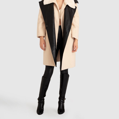 Shop Belle & Bloom Watch Me Go Oversized Leather Trimmed Coat In Brown