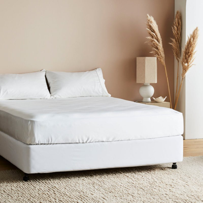 Shop Ettitude Sateen + Fitted Sheet In White