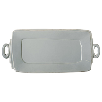 Shop Vietri Lastra Handled Rectangular Platter In Grey
