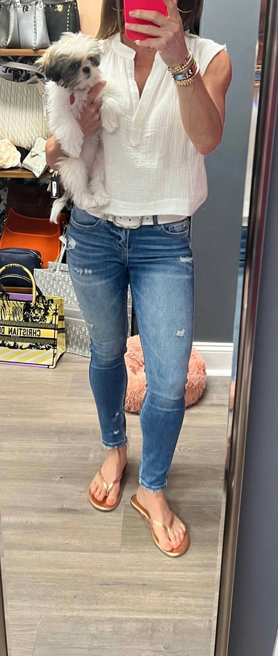 Flying Monkey Carlin Mid Rise Crop Skinny Jean In Blue In Blue