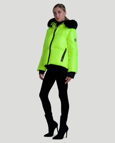 Shop Gorski Neon Après-ski Jacket With Detachable Toscana Lamb Hood Trim In Green