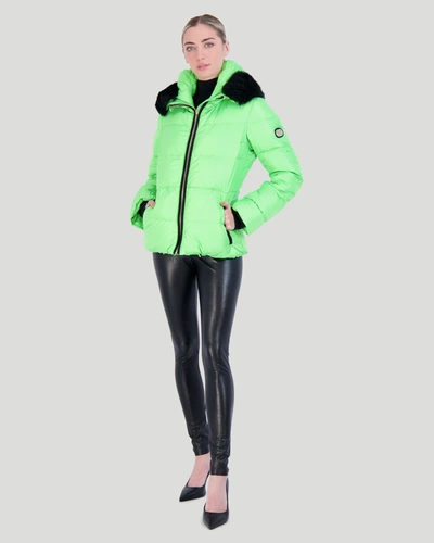 Shop Gorski Neon Après-ski Jacket With Detachable Toscana Lamb Hood Trim In Multi