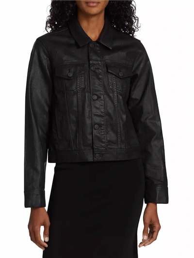 Shop 7 For All Mankind Classic Coated Trucker Jacket In Black