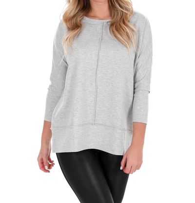 Shop Spanx Perfect Length Dolman Sweatshirt In Heather Grey