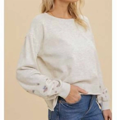 Shop Hem & Thread Embroidered Sweatshirt In Grey