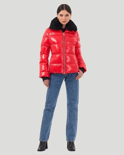 Shop Gorski Après-ski Jacket With Detachable Toscana Lamb Collar In Red