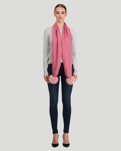 Shop Gorski Wool Scarf With Fox Pompom In Pink