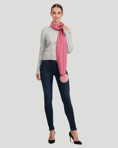 Shop Gorski Cashmere Scarf With Fox Pompoms In Pink
