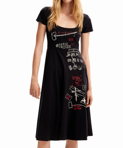 Shop Desigual Arty Graphic Dress In Black