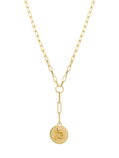 Shop Foundrae Women's Wholeness 18k Yellow Gold & 0.02 Tcw Diamond Serpent Medallion Y Necklace