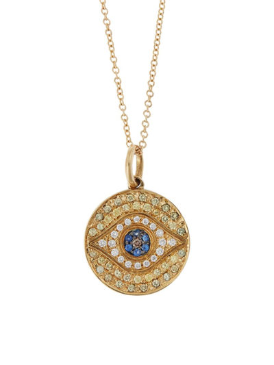 Shop Ileana Makri Women's Evil Eye 18k Yellow Gold & Multi-stone Little Dawn Pendant Necklace