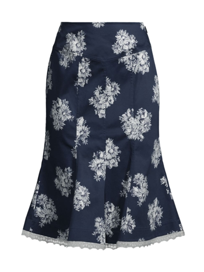 Shop Jason Wu Women's Floral Flared Midi-skirt In Neutral