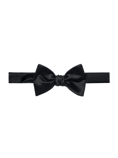 Shop Brunello Cucinelli Men's Cotton And Silk Satin Bow Tie In Black
