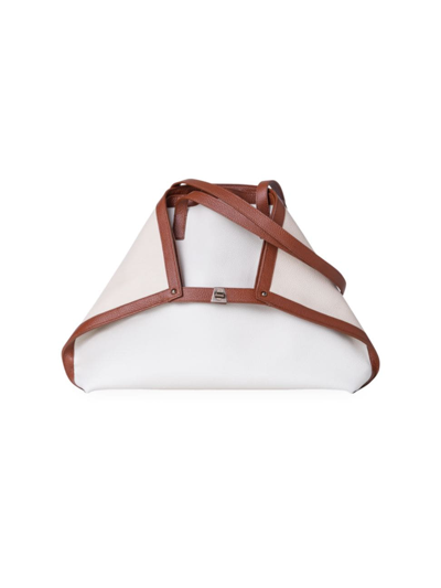 Shop Akris Women's Medium Ai Leather Shoulder Bag In Ecru Caramel